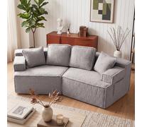 COMHOMA, sofá de 2 plazas, 228 x 75 x 62 cm, sofá modular convertible en cama, sofá tapizado, con bolsa de almacenamiento, sofá con función de cama, no requiere montaje