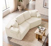 COMHOMA Sofá de 2 plazas, 228 x 75 x 67 cm, sofá cama modular, sofá tapizado, con bolsa de almacenamiento, sofá con función de dormir, no requiere montaje, funda de piel sintética Sherpa, color beige