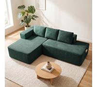 COMHOMA Sofá esquinero con función de dormir, 228 cm, modular, sin casillero, con chaise longue y respaldo de metal, en forma de L, con diseño abierto, cojines y bolsillos laterales, para salón, color