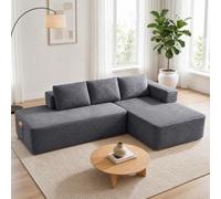 COMHOMA Sofá esquinero con función de dormir, 255 cm, modular, sin casillero, con chaise longue y respaldo de metal, sofá cama en forma de L con diseño abierto, cojines y bolsillos laterales, para