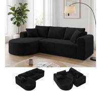 COMHOMA Sofá esquinero con función de dormir, 263cm de Terciopelo Modular Boneless con Chaise Longue, Forma L Sofá cama, sofá seccional con cojines y bolsillos laterales, Sofá para sala de estar, Sin
