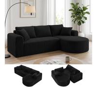 COMHOMA Sofá esquinero con función de dormir, 263cm de terciopelo modular sin costuras con chaise longue, forma L sofá cama, sofás seccional con cojines y bolsillos laterales, sofá para sala de estar