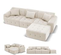 COMHOMA, sofá modular de esquina, 245 x 60 x 40 cm, con función de cama, sofá cama, sofá en forma de L para sala de estar, embalado al vacío, combinable de forma flexible