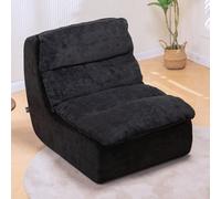 COMHOMA Sofá sofá futón con asiento profundo sofá individual de espuma, sin montaje para dormitorio, apartamento, tela de pana, color negro