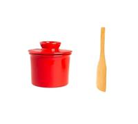 Comidas diarias Caja de mantequilla redonda, tarro cerámica for guardar , taza for queso, cuchillo for , utensilios cocina(Red)