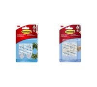Command 17006CLR Pack de 6 ganchos con tiras, transparente, Mini, Set de 6 Piezas + 17091CLR Pack de 2 Ganchos medianos con Tiras, Transparente, Set de 2 Piezas