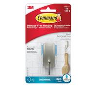 Command - Gancho baño pequeño, níquel Satinado (Paquete de 2)