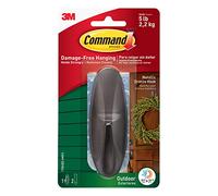 Command Gancho grande de bronce metálico con tiras adhesivas, para colgar coronas al aire libre, carteles y otros artículos pesados de forma segura y sin daños