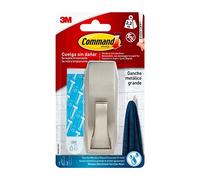 Command Gancho metálico de níquel satinado con reflejos modernos para baño grande MR03-SN-B