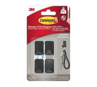 Command Gancho metálico pequeño, negro, 4 ganchos, 5 tiras adhesivas, uso en interiores, para colgar sin daños
