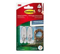 Command Ganchos transparentes medianos, 2 ganchos + 4 tiras adhesivas, uso en exteriores, aptos para colgar artículos de hasta 900 g, colgar sin daños