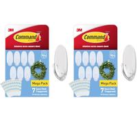 Command Ganchos transparentes medianos con tiras transparentes, paquete múltiple de 7 ganchos + 10 tiras adhesivas, uso en interiores, aptos para colgar artículos de hasta 900 g, colgar sin daños