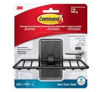 Command Jabonera de Baño de Pared - 1 Jabonera Negra Mate + 2 Tiras Adhesivas Resistente al Agua - Bandeja de jabón para Ducha, Baño, Fregadero - Instalación Fácil sin Dañar Paredes, sin Taladro