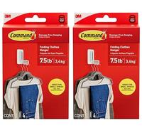 Command Percha plegable para ropa, soporta hasta 5 perchas de 7 libras, 1.5 libras por peldaño, 1 gancho con 5 peldaños, 4 tiras, organizador de armario, organización del hogar (paquete de 2)