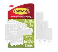 Command PH203-18NA - Juego tiras para colgar cuadros, 10 pequeñas y 8 medianas, color blanco