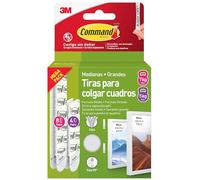 3M Command Tiras adhesivas para colgar cuadros sin taladrar, 8 pares grandes/4 medianas, blancas