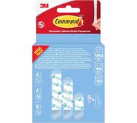 Command Tiras Adhesivas Transparentes Removibles, 8 Pequeñas, 4 Medianas y 4 Grandes - Para Colgar Decoración sin Agujeros ni Taladro