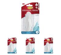 Command W17083 Gancho autoadhesivo resistente al agua, hecho de plástico, tamaño L, soporta 2,3 kg, forma oval, 1 gancho + 2 bandas, color blanco (Paquete de 4)