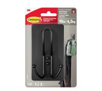 Command X-Large Matte Black Triple Hook, 1 Hook, 3 Strips, Damage Free Hanging Wall Hooks with Adhesive Strips, No Tools Wall Hooks for Hanging Decorations in Living Spaces
