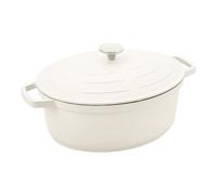 Commichef Cacerola Ovalada, Cazuela, Crema, Aluminio Fundido, 32cm Diámetro, Capacidad de 5,8 Litros, Con Tapa, Apta Para Hornos y Placas de Cocción, XO-632CR