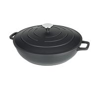 Commichef Cacerola Poco Profunda, Negra, Aluminio Fundido, Con Tapa, 32 cm de Diámetro, 4,5 Litros de Capacidad, Apta Para el Horno y Placas de Cocción, XR-L32BK