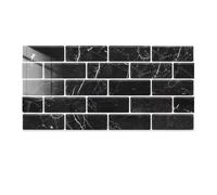 Commomy 12 Piezas Azulejos Adhesivos Cocina Baño, 15 x 30 cm, Pegatinas de Baldosas Adhesivas Pared Autoadhesivos, Mármol Negro, Impermeables, para Salpicaderos Decoración de Interiores