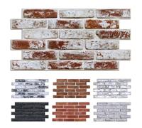 Commomy 12 Piezas Paneles de Pared de Ladrillo 3D, 58 x 30 cm, PVC Paneles Decorativos para Pared Autoadhesivo, Revestimiento de Paredes para Sala, Dormitorio, Cocina (Red Whitewash)