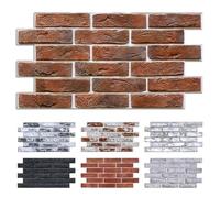 Commomy 12 Piezas Paneles de Pared de Ladrillo 3D, 58 x 30 cm, PVC Paneles Decorativos para Pared, Impermeable, Autoadhesivo, Revestimiento de Paredes para Sala, Dormitorio, Cocina (Retro Red)