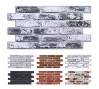 Commomy 12 Piezas Paneles de Pared de Ladrillo 3D, 58 x 30 cm, PVC Paneles Decorativos para Pared, Impermeable, Autoadhesivo, Revestimiento de Paredes para Sala, Dormitorio, Cocina (Gray Whitewahsh)