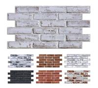 Commomy 12 Piezas Paneles de Pared de Ladrillo 3D, 58 x 30 cm, PVC Paneles Decorativos para Pared, Impermeable, Autoadhesivo, Revestimiento de Paredes para Sala, Dormitorio, Cocina(White-Gray Brick)