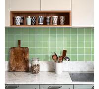 Commomy Gruesas Azulejos Adhesivos Cocina, 10-Piezas, 30.5 x 30.5cm, Verde Sage Baldosa Vinilo Cocina Pared Autoadhesivos 3D, Salpicadero Baldosas Adhesivas para Pared Cocina Baño y Metro