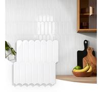 Commomy Gruesas Azulejos Adhesivos Cocina, 10 Piezas, Blanco Vinilo Pared Cocina Baldosas Adhesivas 3D para Pared Baño Metro, Adhesivas Fuertes, Impermeables, 30,5 x 30,5 cm