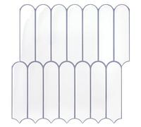 Commomy Gruesas Azulejos Adhesivos Cocina, 10 Piezas, Vinilo Pared Cocina Baldosas Adhesivas 3D para Pared Baño Metro, Adhesivas Fuertes, Impermeables, Blanco, 30,5 x 30,5 cm