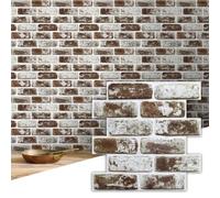 Commomy Paneles de Pared 3D Ladrillo Efecto Piedra, 10 Piezas, 30 × 30 cm, 3D Paneles Decorativos Papel Pintado Autoadhesivo PVC, Decoración de pared Interiores para Salón, Dormitorio, Cocina