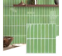 Commomy Vinilo Azulejos Adhesivos Cocina Baño Metro, Verde Salvia, 3D Pegatinas Baldosas Adhesivas Paneles Decorativas Pared Peel Stick Tiles(10-Piezas, 30.5 x 30.5cm)