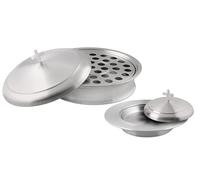 Communion Ware - Bandeja para servir vino sagrado con una cubierta y una placa de pan apilable con una cubierta, acero inoxidable (mate)