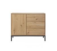 Cómoda 1 puerta 3 cajones decoración roble l90 x h80 cm - lenny