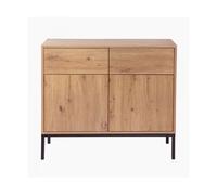 Cómoda 2 puertas 2 cajones decoración roble l90 x h80 cm - lenny