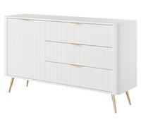 Cómoda: 3 cajones, 1 puerta, color blanco, 138 cm de ancho, 2 x 38 x 81 cm