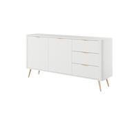 Cómoda: 3 cajones, 2 puertas, color blanco, 163 cm de alto, 2 x 38 x 81 cm