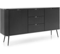 Cómoda: 3 cajones, 2 puertas, color: , patas negras, 168 x 87 x 39 cm