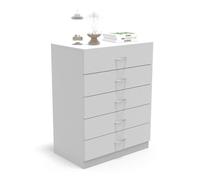 Cómoda 5 cajones, guías metálicas, habitación, dormitorio, armario con cajoneras, 65 x 40 x 85 cm blanco dormidán