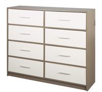 Cómoda 8 Cajones de Tela Plegables, 114x30x92 Cm, Madera y Blanco
