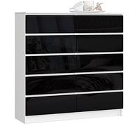 Cómoda AKORD K120 Blanco 120 cm 10 cajones frente en color Negro Brillo 120x40x121 cm