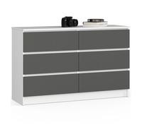 Cómoda akord k120 blanco 120 cm 6 cajones frente en color grafito gris 120x40x77 cm