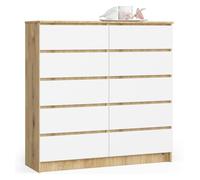 Cómoda akord k120 roble artisan 120 cm 8 cajones frente en color blanco 120x40x99 cm