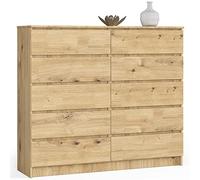 Cómoda AKORD K140 Roble Artisan 138 cm 10 cajones frente en color Roble Artisan 138x40x121 cm