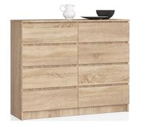 Cómoda akord k140 roble sonoma 138 cm 8 cajones frente en color roble sonoma 138x40x99 cm
