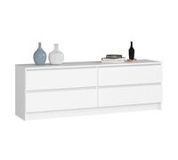 Cómoda akord k160 blanco 160 cm 4 cajones frente en color blanco 160x40x55 cm