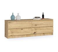 Cómoda akord k160 roble artisan 160 cm 4 cajones frente en color roble artisan 160x40x55 cm